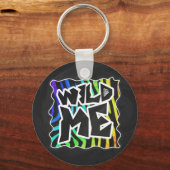 Zebra Black and Rainbow Wild me Sleutelhanger (Voorkant)