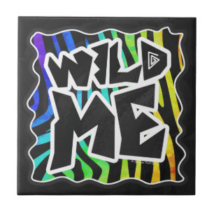 Zebra Black and Rainbow Wild me Tegeltje