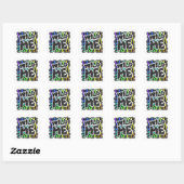 Zebra Black and Rainbow Wild me Vierkante Sticker (Vel)