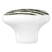 Zebra Black Ecru Stripe Animal Print Patroon Keramische Knop (Zijkant)