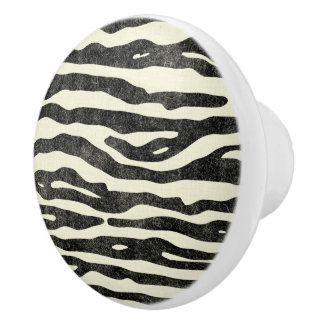 Zebra Black Ecru Stripe Animal Print Patroon Keramische Knop