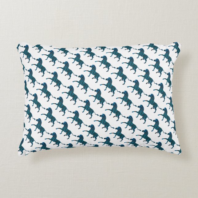 Zebra Black en Blue Silhouette Accent Kussen (Voorkant)