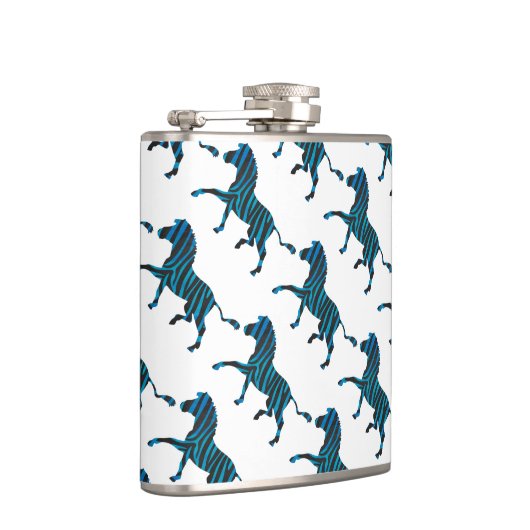 Zebra Black en Blue Silhouette Heupfles (Rechts)