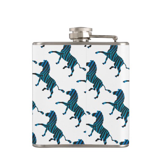 Zebra Black en Blue Silhouette Heupfles (Achterkant)