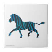 Zebra Black en Blue Silhouette Tegeltje (Voorkant)