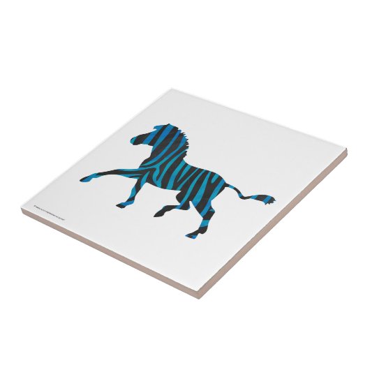 Zebra Black en Blue Silhouette Tegeltje (Zijkant)