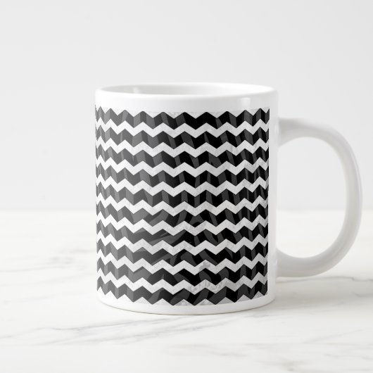 Zebra Black en Gray Chevron Extra Grote Mok (Rechts)