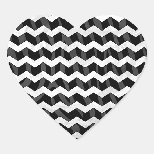 Zebra Black en Gray Chevron Hart Sticker (Voorkant)