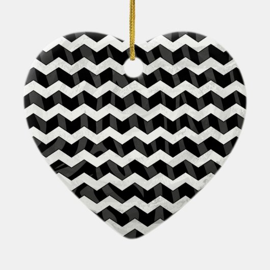 Zebra Black en Gray Chevron Keramisch Ornament (Achterkant)