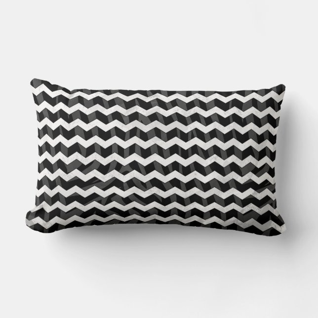 Zebra Black en Gray Chevron Kussen (Voorkant)