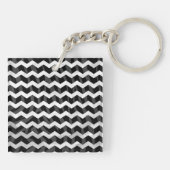 Zebra Black en Gray Chevron Sleutelhanger (Achterkant)