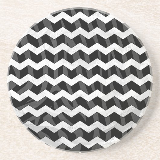 Zebra Black en Gray Chevron Zandsteen Onderzetter (Voorkant)