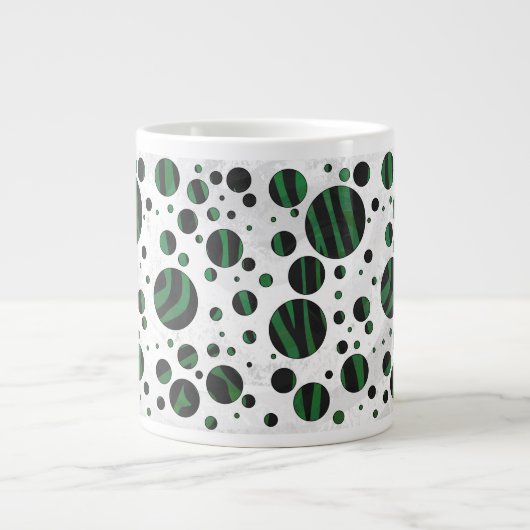 Zebra Black en Green Polka Dot Extra Grote Mok (Voorkant)