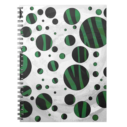 Zebra Black en Green Polka Dot Notitieboek (Voorkant)
