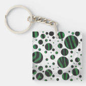Zebra Black en Green Polka Dot Sleutelhanger (Voorkant)