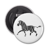 Zebra Black en Light Grey Silhouette Button Flesopener (Voorkant)