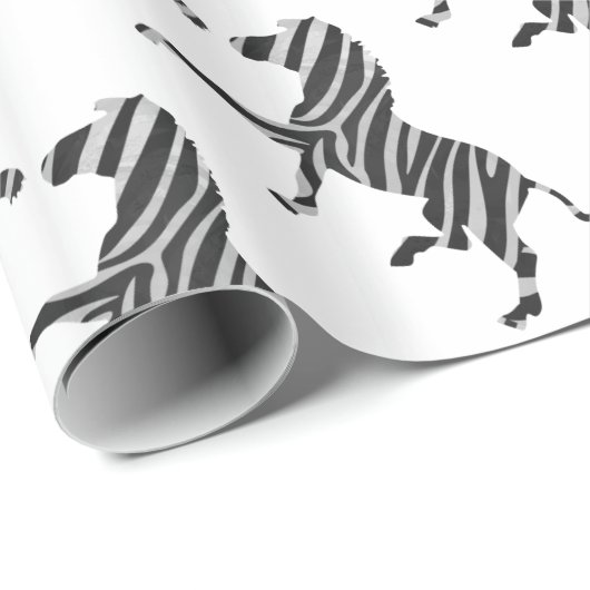 Zebra Black en Light Grey Silhouette Cadeaupapier (Rol Hoek)