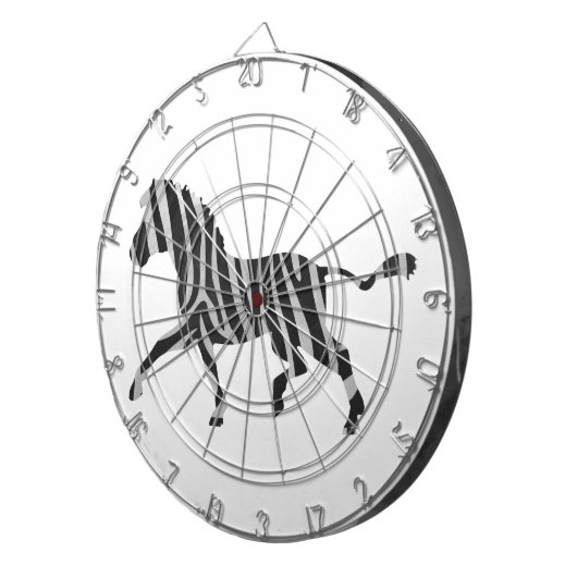 Zebra Black en Light Grey Silhouette Dartbord (Voorkant Rechts)