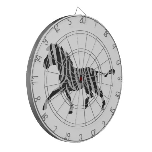 Zebra Black en Light Grey Silhouette Dartbord (Voorkant Links)