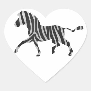Zebra Black en Light Grey Silhouette Hart Sticker