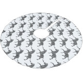 Zebra Black en Light Grey Silhouette Kerstboom Rok (Gekanteld)