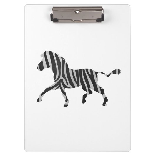 Zebra Black en Light Grey Silhouette Klembord (Voorkant)