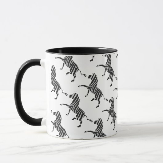 Zebra Black en Light Grey Silhouette Mok (Links)