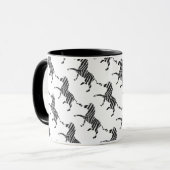 Zebra Black en Light Grey Silhouette Mok (Voorkant links)