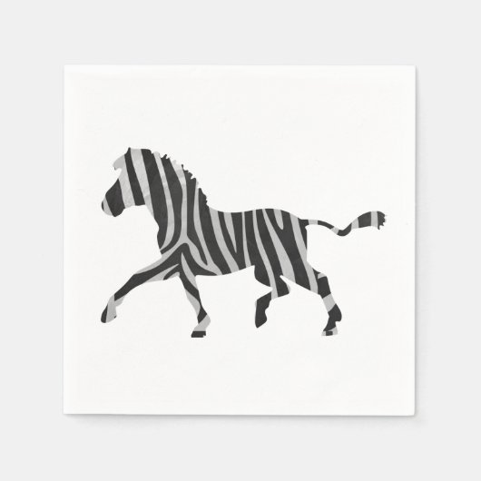 Zebra Black en Light Grey Silhouette Servet (Voorkant)