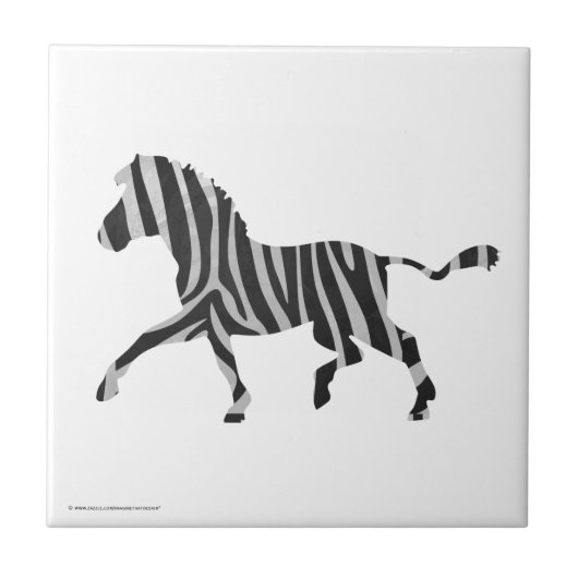 Zebra Black en Light Grey Silhouette Tegeltje (Voorkant)