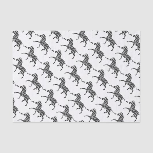 Zebra Black en Light Grey Silhouette Tissuepapier (Voorkant)