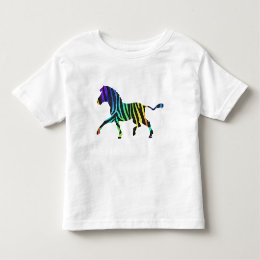 Zebra Black en Rainbow Silhouette Kinder Shirts (Voorkant)
