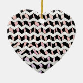 Zebra Black en Roze Chevron Keramisch Ornament (Voorkant)