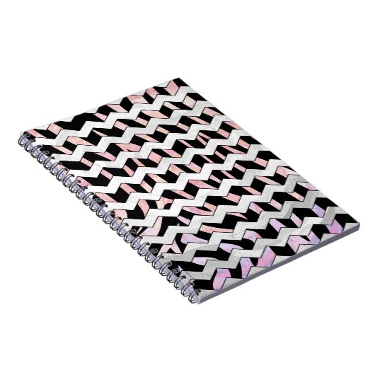 Zebra Black en Roze Chevron Notitieboek (Rechterzijde)