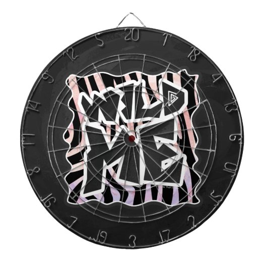 Zebra Black en Roze Wilde mij Dartbord (Voorkant)