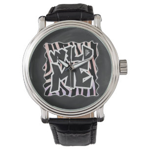 Zebra Black en Roze Wilde mij Horloge
