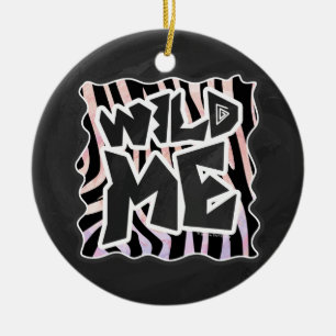 Zebra Black en Roze Wilde mij Keramisch Ornament