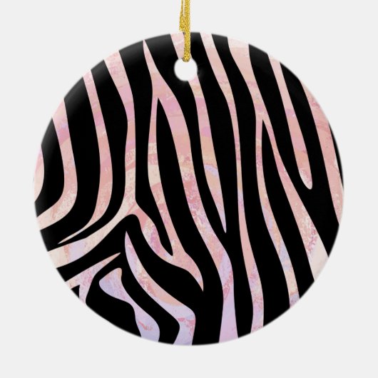Zebra Black en Roze Wilde mij Keramisch Ornament (Achterkant)