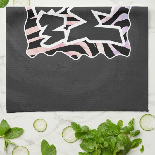 Zebra Black en Roze Wilde mij Theedoek (Gevouwen)