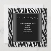 Zebra Black Silver White 40th Birthday Party Kaart (Achterkant)
