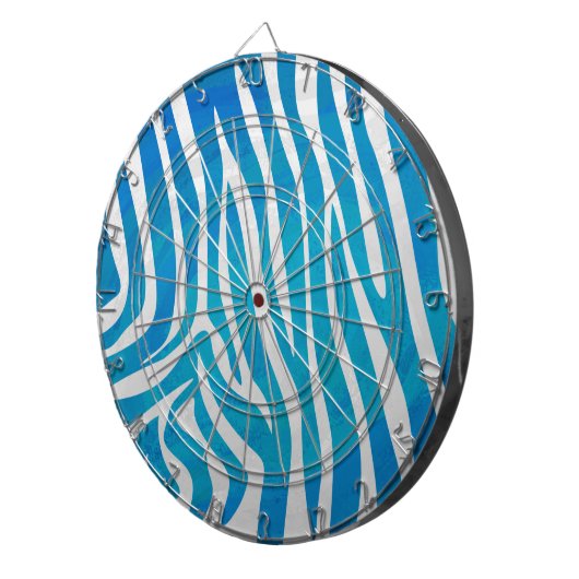 Zebra Blauw en wit afdrukken Dartbord (Voorkant Rechts)