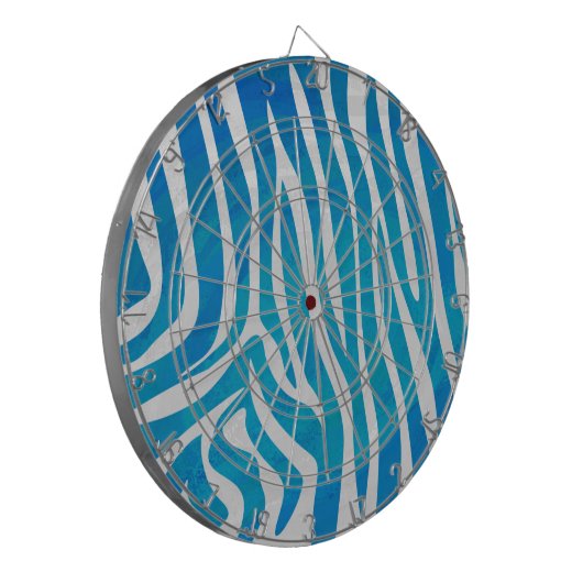 Zebra Blauw en wit afdrukken Dartbord (Voorkant Links)