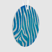 Zebra Blauw en wit afdrukken Ornament (voorkant)