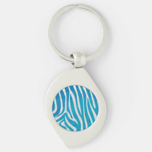 Zebra Blauw en wit afdrukken Sleutelhanger
