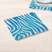 Zebra Blauw en wit afdrukken Vierkante Kartonnen Onderzetter (Schuin)