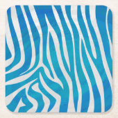Zebra Blauw en wit afdrukken Vierkante Kartonnen Onderzetter (Voorkant)