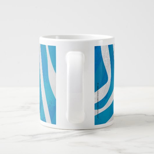 Zebra blauw en wit met monogram extra grote beker (Achterkant)