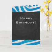 Zebra blauw en wit met monogram kaart (Gele Bloem)