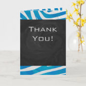 Zebra blauw en wit met monogram kaart (Gele Bloem)