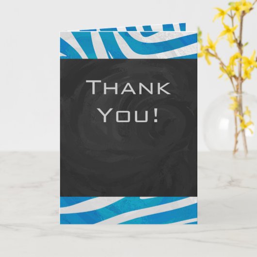 Zebra blauw en wit met monogram kaart (Gele Bloem)